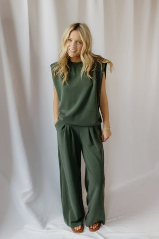 Nora Pleated Pants, Forest Green - The Red Thread Boutique