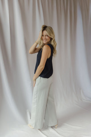 Brooke Tailored Straight Leg Pants, Light Blue - The Red Thread Boutique