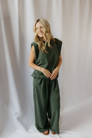 Nora Pleated Pants, Forest Green - The Red Thread Boutique