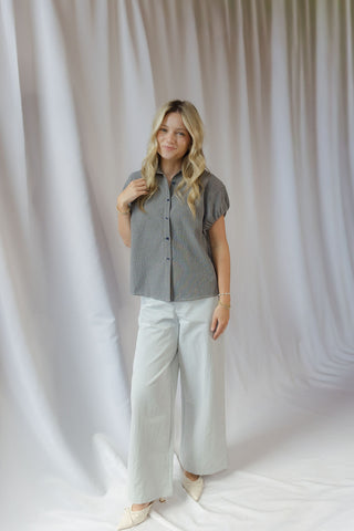 Emerson Checkered Button Up, Blue - The Red Thread Boutique