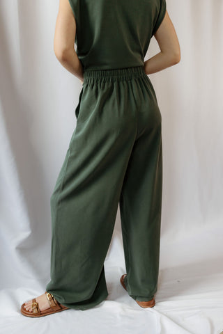 Nora Pleated Pants, Forest Green - The Red Thread Boutique