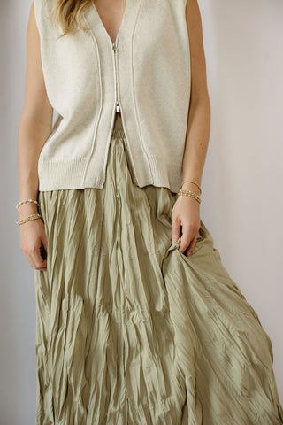 Kendall Crinkle Maxi Skirt, Sage - The Red Thread Boutique