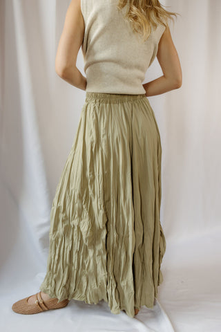 Kendall Crinkle Maxi Skirt, Sage - The Red Thread Boutique