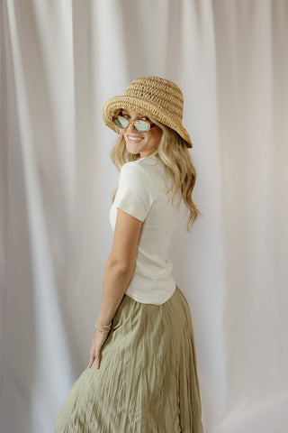 Parker Scallop Polo Top, White - The Red Thread Boutique