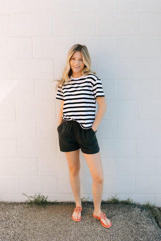 Go To Striped Tee, Black by Z Supply *final sale