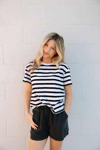 Go To Striped Tee, Black by Z Supply *final sale