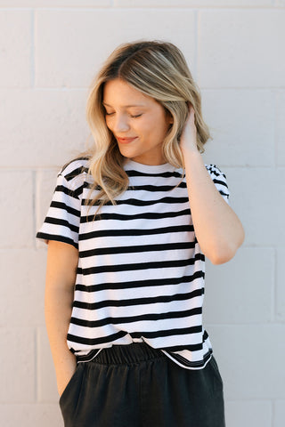 Go To Striped Tee, Black by Z Supply *final sale
