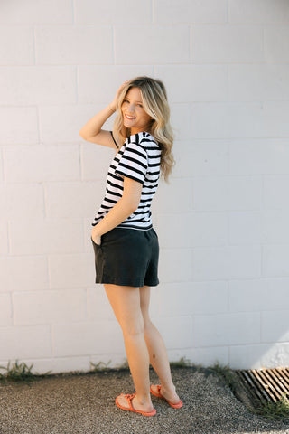 Go To Striped Tee, Black by Z Supply *final sale