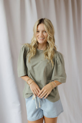 Sara Puff Sleeve Tee, Green