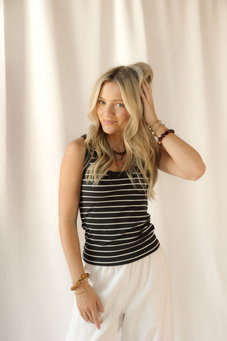Z Supply Rowe Striped Scoop Tank, Ash Black - The Red Thread Boutique