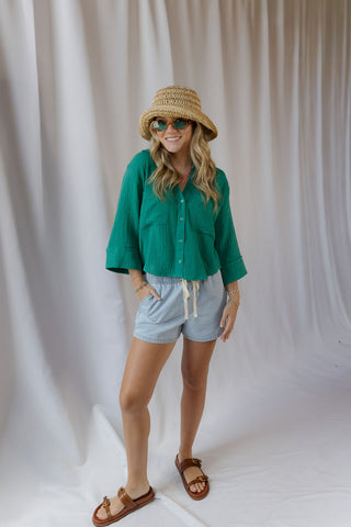 Z Supply Helena Shirt, Rainforest - The Red Thread Boutique