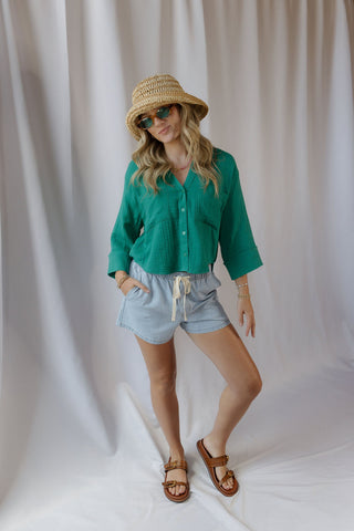 Z Supply Helena Shirt, Rainforest - The Red Thread Boutique
