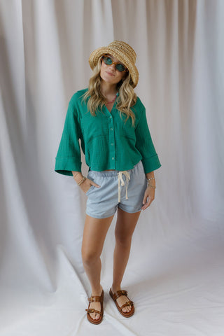 Z Supply Helena Shirt, Rainforest - The Red Thread Boutique