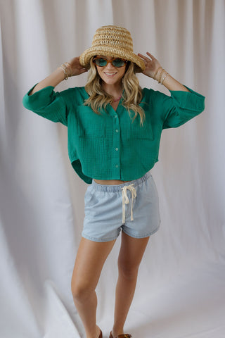 Z Supply Helena Shirt, Rainforest - The Red Thread Boutique