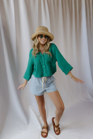Z Supply Helena Shirt, Rainforest - The Red Thread Boutique