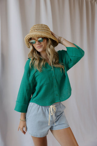 Z Supply Helena Shirt, Rainforest - The Red Thread Boutique