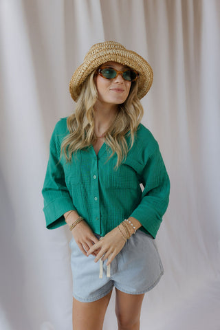 Z Supply Helena Shirt, Rainforest - The Red Thread Boutique