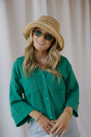 Z Supply Helena Shirt, Rainforest - The Red Thread Boutique