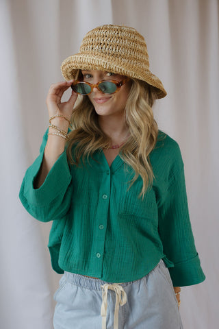 Z Supply Helena Shirt, Rainforest - The Red Thread Boutique