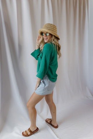 Z Supply Helena Shirt, Rainforest - The Red Thread Boutique
