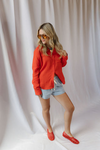 Z Supply The Perfect Airy Top, Lychee - The Red Thread Boutique