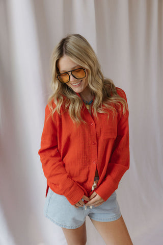 Z Supply The Perfect Airy Top, Lychee - The Red Thread Boutique