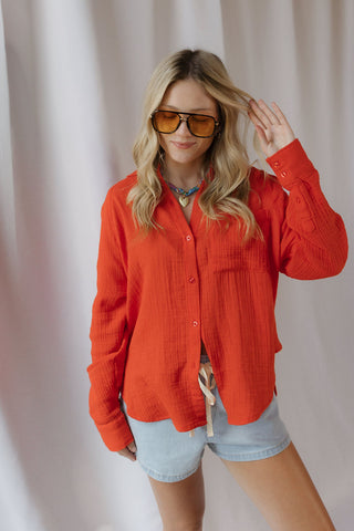 Z Supply The Perfect Airy Top, Lychee - The Red Thread Boutique