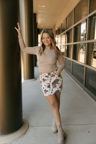 Side Ruched Top, Taupe *final sale