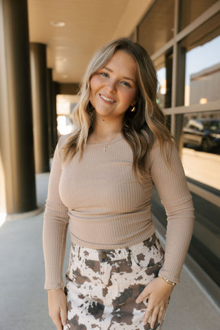 Side Ruched Top, Taupe *final sale