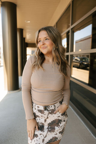 Side Ruched Top, Taupe *final sale