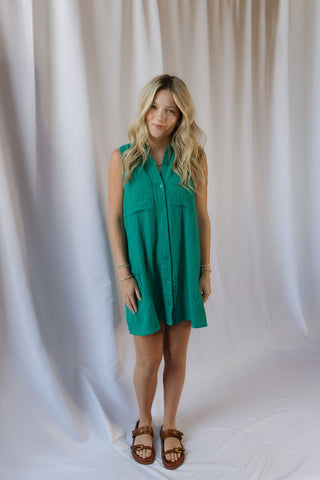 Z Supply New Light Crinkle Mini Dress, Rainforest - The Red Thread Boutique