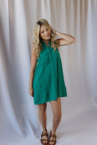 Z Supply New Light Crinkle Mini Dress, Rainforest - The Red Thread Boutique