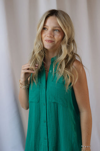 Z Supply New Light Crinkle Mini Dress, Rainforest - The Red Thread Boutique
