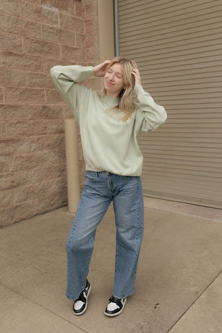 Scuba Mock Neck, Pistachio - The Red Thread Boutique