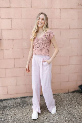 Kendra Crochet Top, Mauve