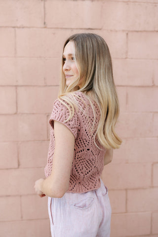 Kendra Crochet Top, Mauve