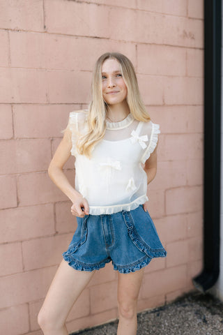 Ribbon Organza Tank, Cream