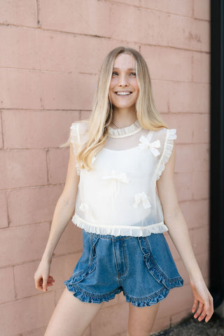 Ribbon Organza Tank, Cream