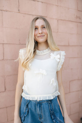 Ribbon Organza Tank, Cream