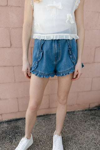 Ruffle Denim Shorts