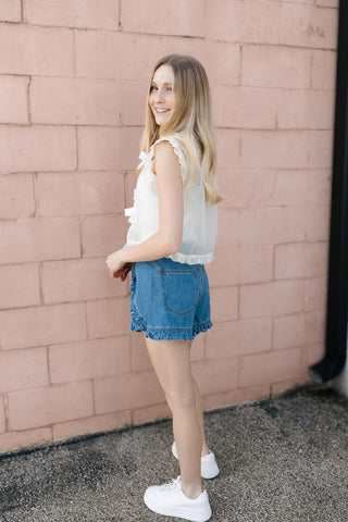 Ribbon Organza Tank, Cream