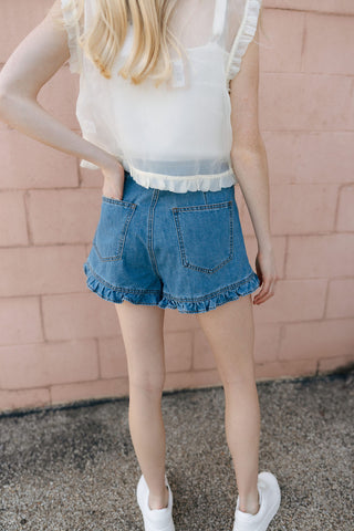 Ruffle Denim Shorts