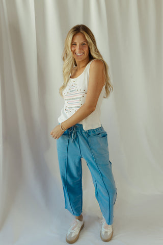 Basic Barrel Jogger, Day Blue - The Red Thread Boutique