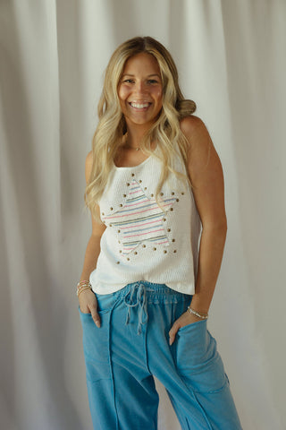 Striped Star Studded Tank - The Red Thread Boutique