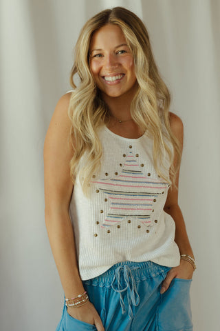 Striped Star Studded Tank - The Red Thread Boutique