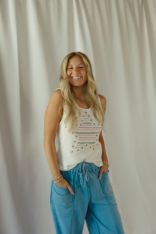 Striped Star Studded Tank - The Red Thread Boutique