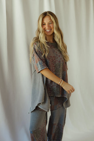 Salem Quilted Waffle Tee, Ash - The Red Thread Boutique