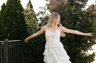 Ruffle Tiered Midi Dress, Blue