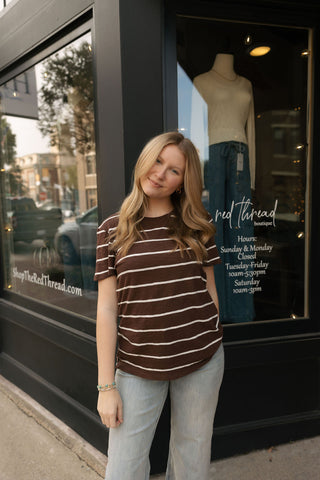 Foundation Stripe Tee, Sandalwood by Z Supply *final sale*