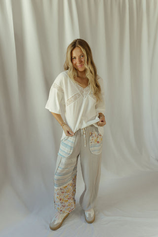 Lace Trim V Neck, White - The Red Thread Boutique